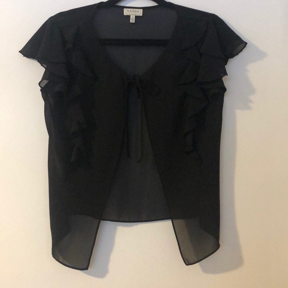 Vintage Tie Front Short Sleeved Blouse